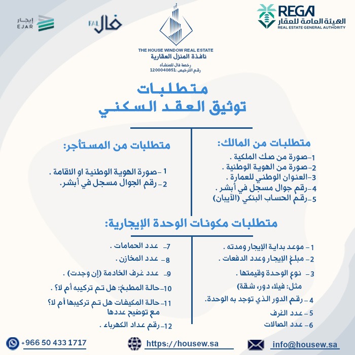 متطلبات توثيق العقد السكني
